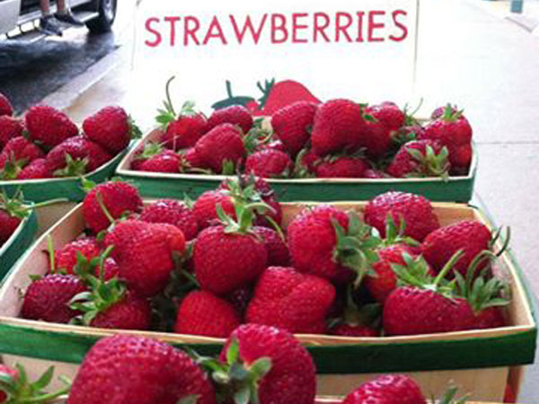 Strawberries at the Dubuque Farmer's Market. Yum.